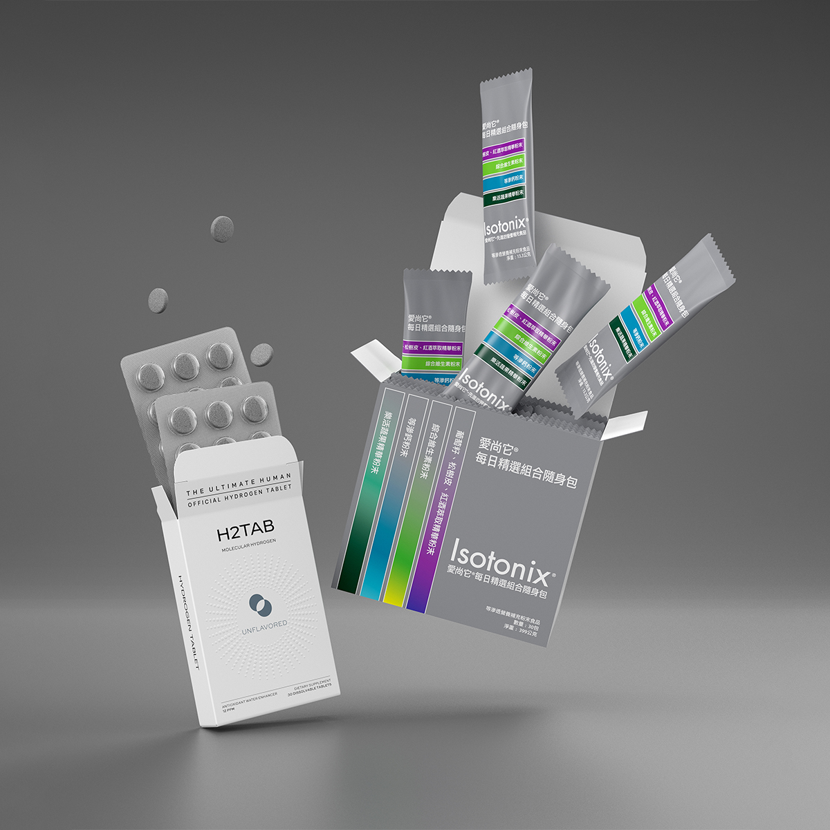 image of H2TAB and Isotonix Daily Essentials Packets