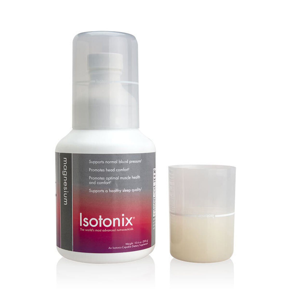 image of one capful of Isotonix Magnesium with the product bottle