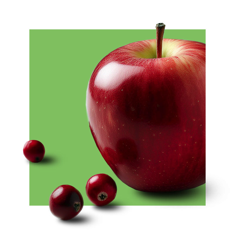 image of a red apple with cranberries