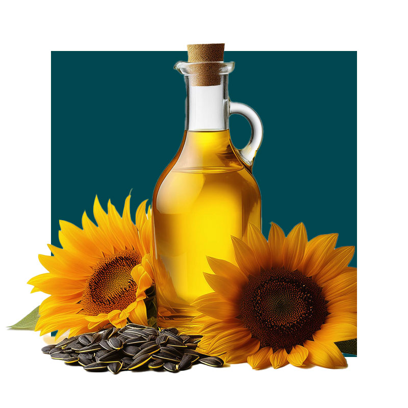 image of sunflowers, sunflower seeds, and sunflower oil