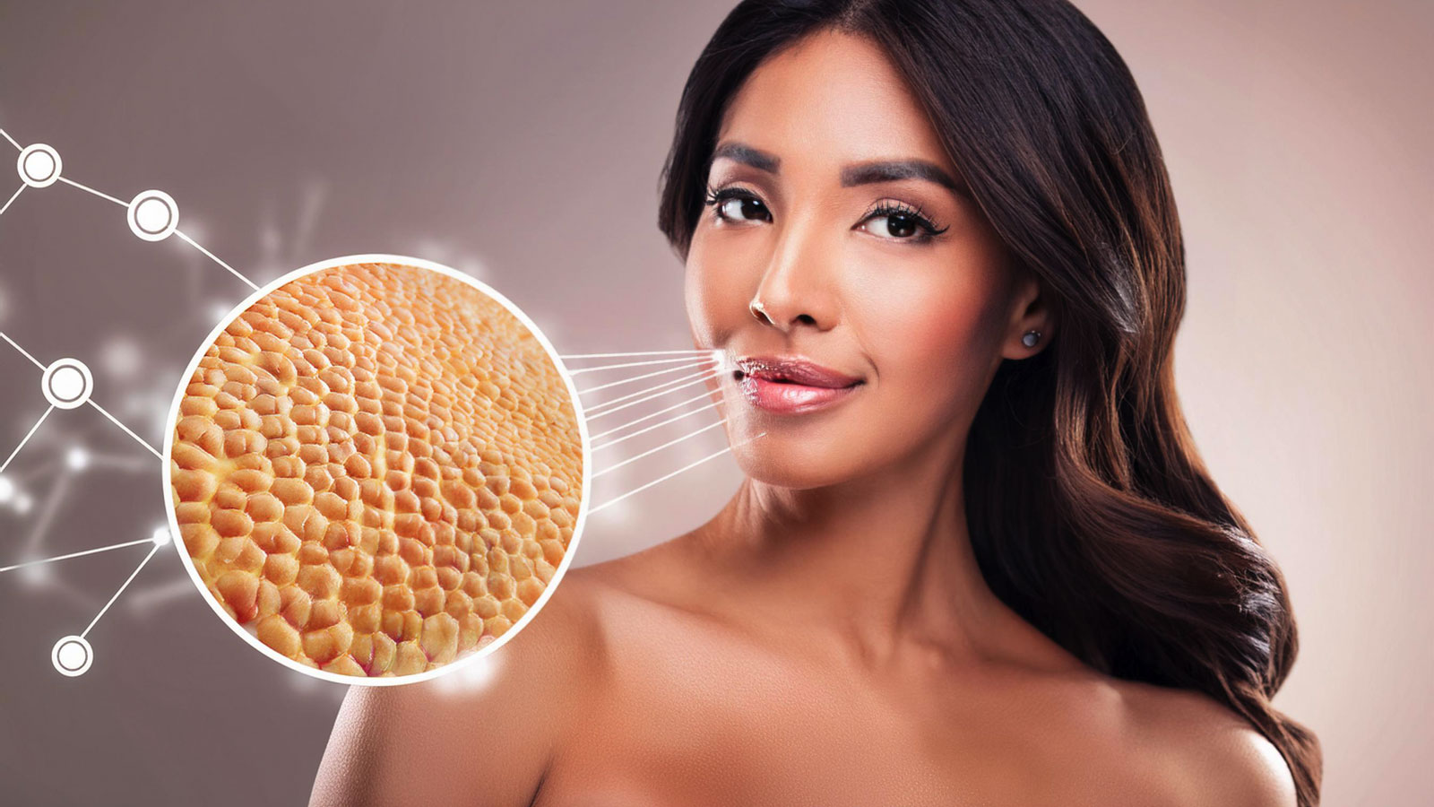image of woman with close up of skin surface