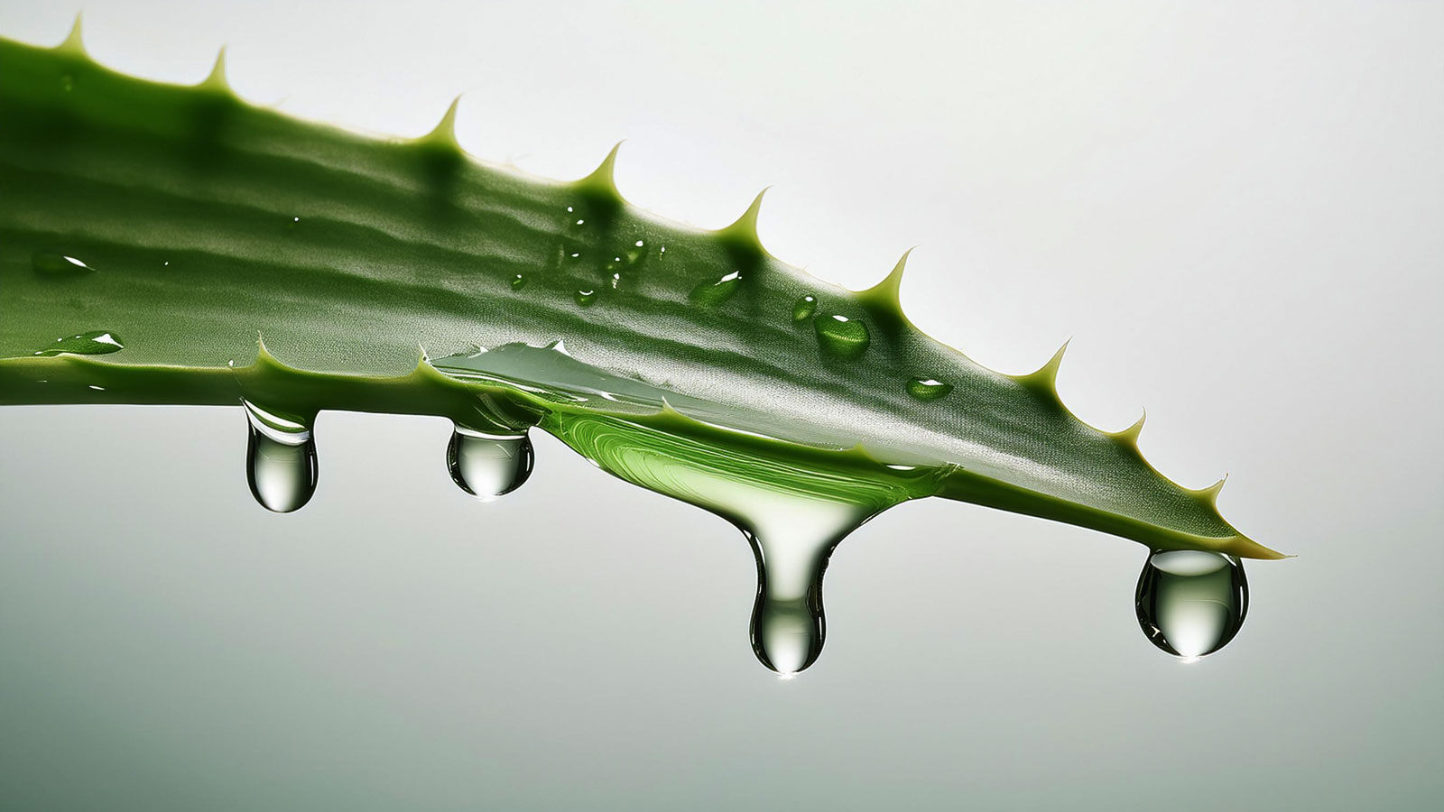 image of aloe leaf dripping liquid
