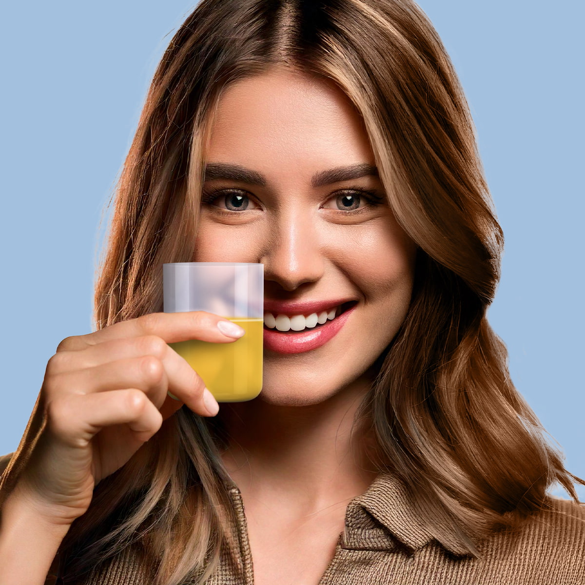 image of woman holding mixed product