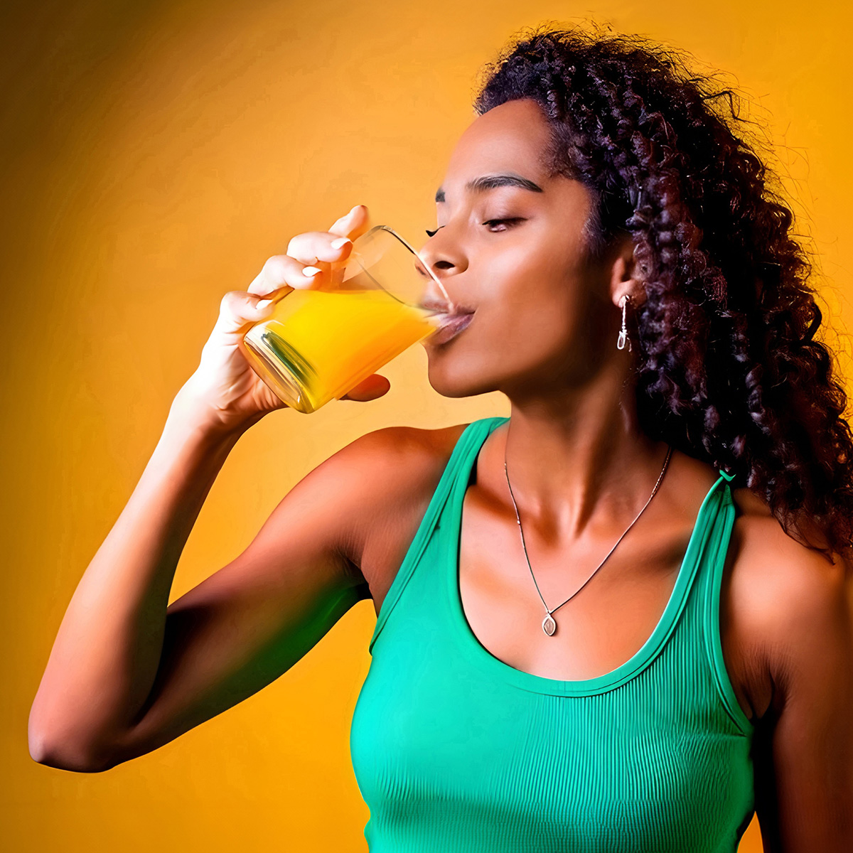 Person drinking Isotonix Vitamin C. (Note: Isotonix is for everyone. Do not include an image of someone working out or in sports wear)