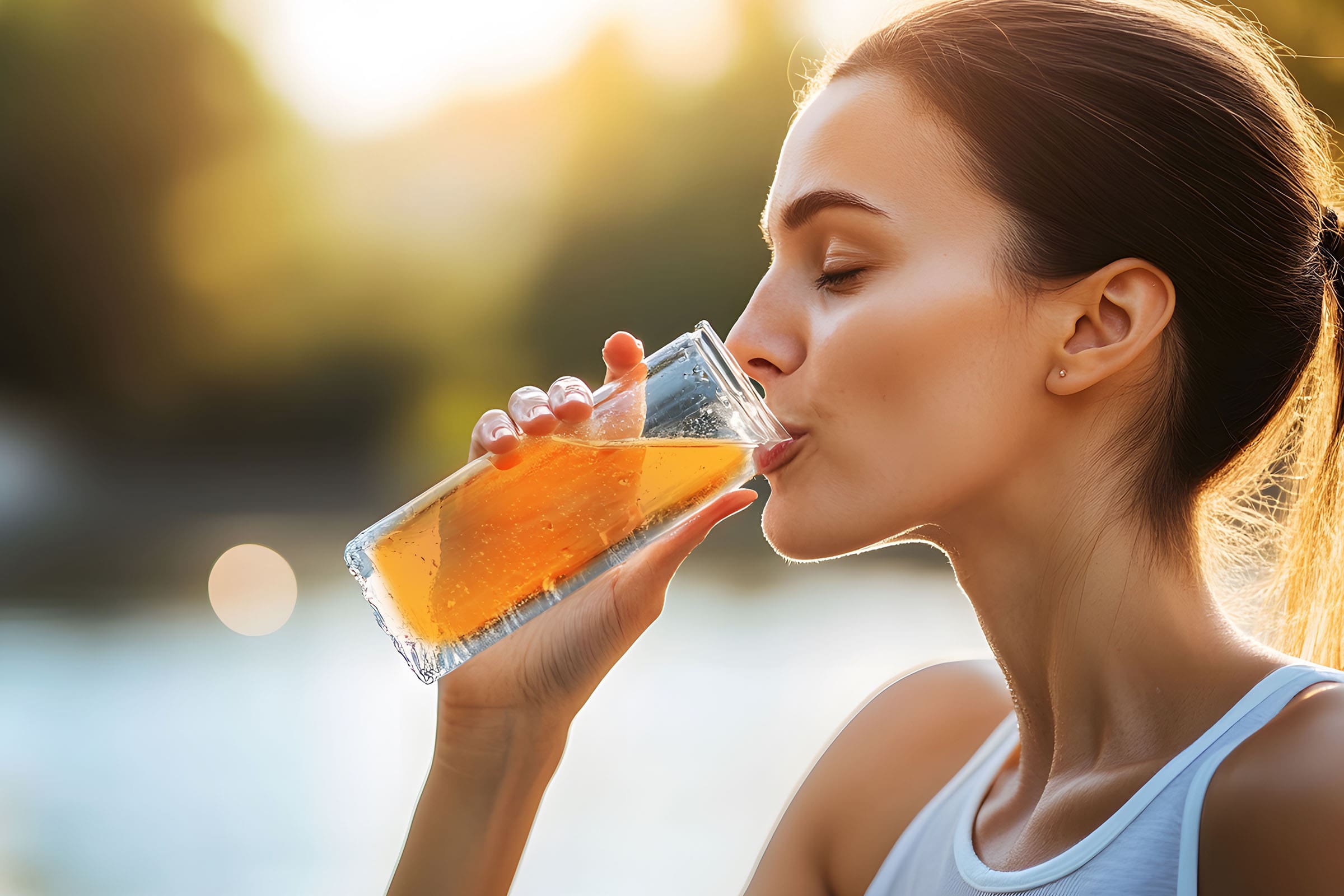 image of woman drinking from glass
