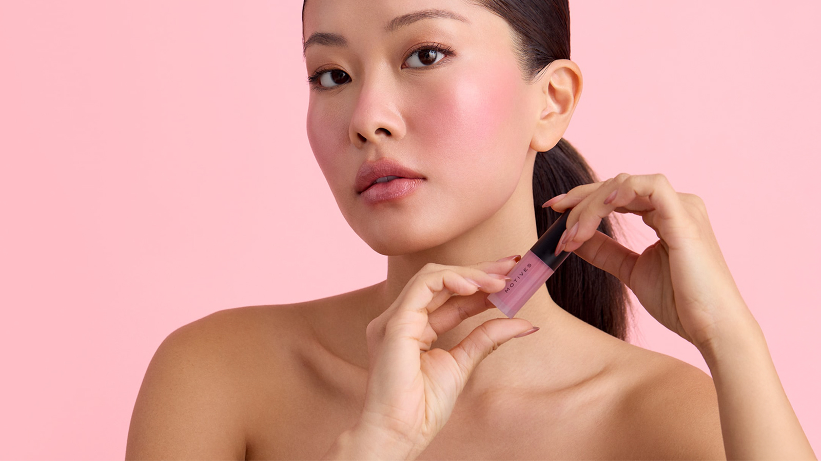 Woman wearing blush