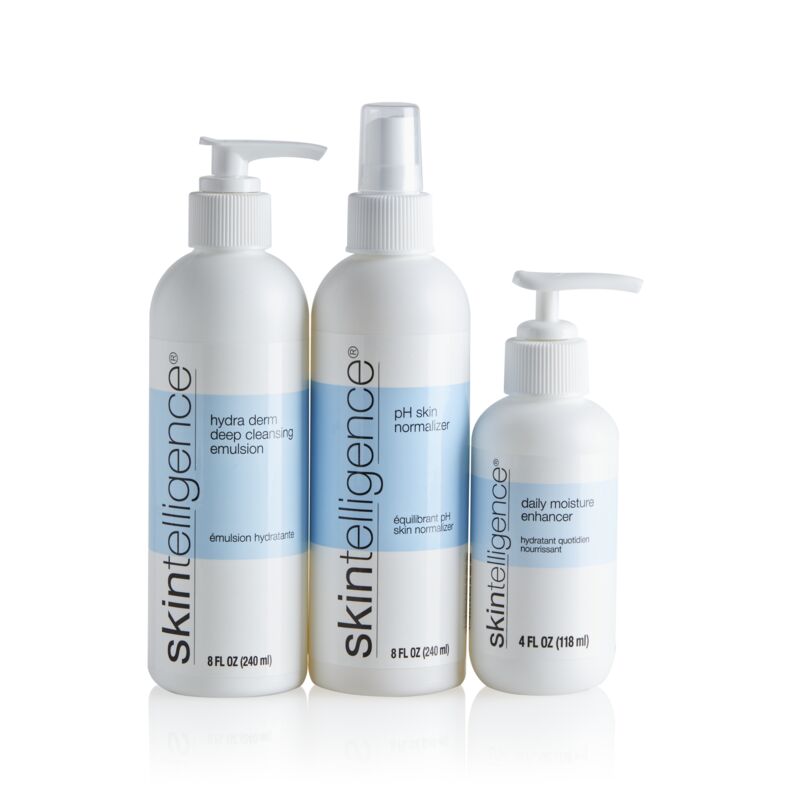 Skintelligence® Skincare Value Kit - Includes Hydra Derm Deep Cleansing Emulsion, pH Skin Normalizer, and Daily Moisture Enhancer