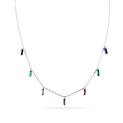 Caryn - Multicolor Baguette Drop Necklace