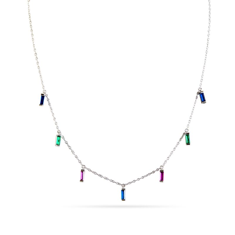 CARYN - Multicolor Baguette Drop Necklace
