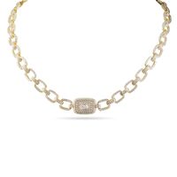 Loren - Collar radiante de enlaces de corte cuadrado en engaste pavé