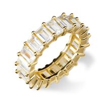 Amber - Emerald Cut Eternity Band
