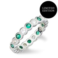 Eva - Antique Style Bezel Set Emerald Eternity Band