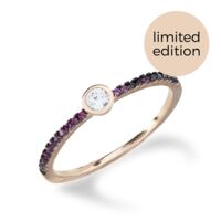 Olivia - Solitaire Bezel Set Ruby Banded Ring