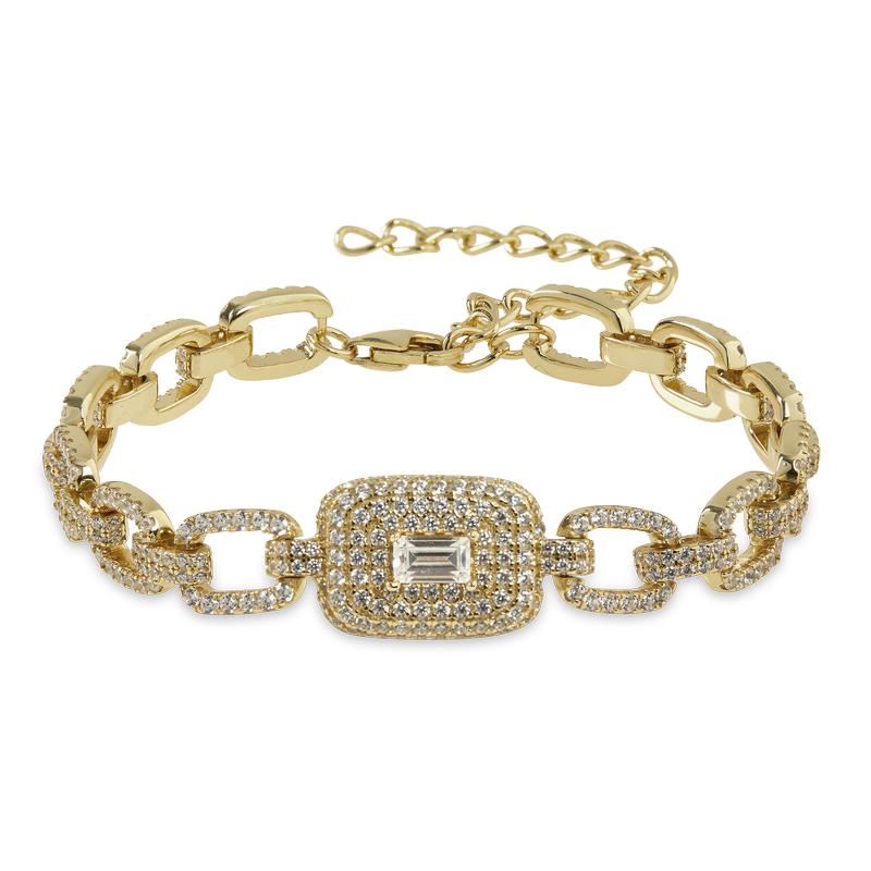 LOREN - Pave Square Radiant Cut Link Bracelet - Final Sale