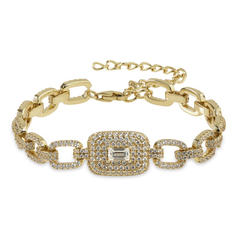 LOREN - Pave Square Radiant Cut Link Bracelet Blow Out Special