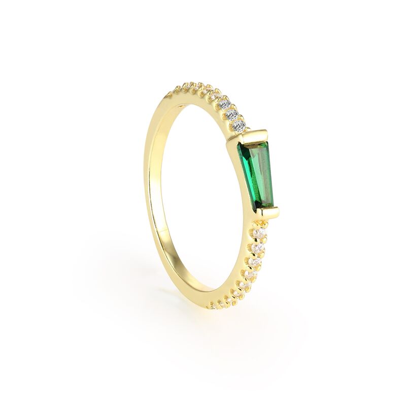 ZOE - Anillo de corte baguette cónico en engaste pavé