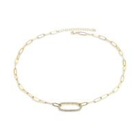 Maria - Paperclip Necklace With Pave Oval Link
