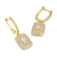 Loren - Pave Square Radiant Cut Huggie Earrings