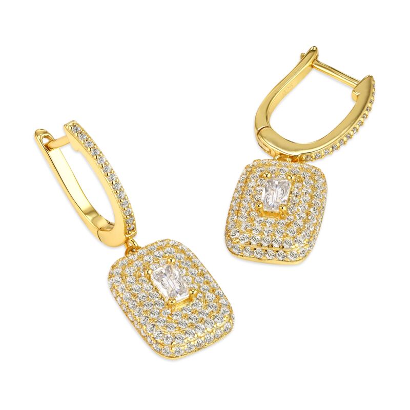LOREN - Pave Square Radiant Cut Huggie Earrings - Final Sale