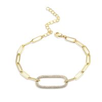 Maria - Pulsera de eslabones ovalados estilo paperclip en engaste pavé