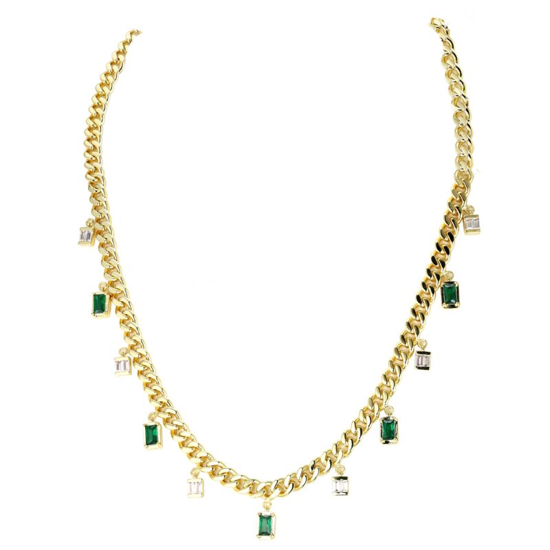 SERENA - Baguette Drop Link Necklace
