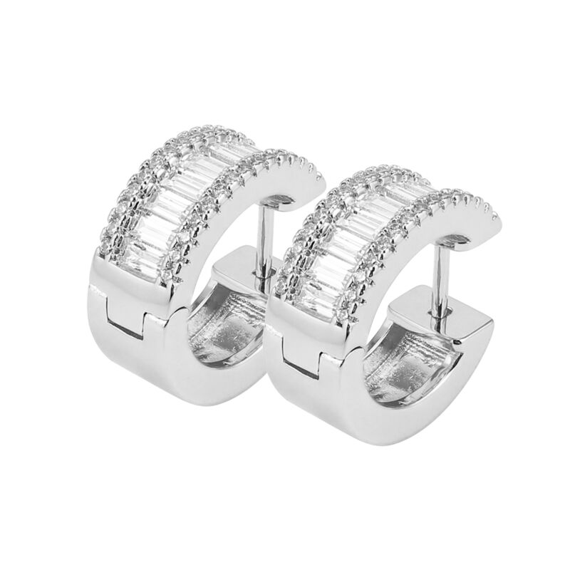 OPHELIA – Aretes huggie de corte baguette en engaste de carril