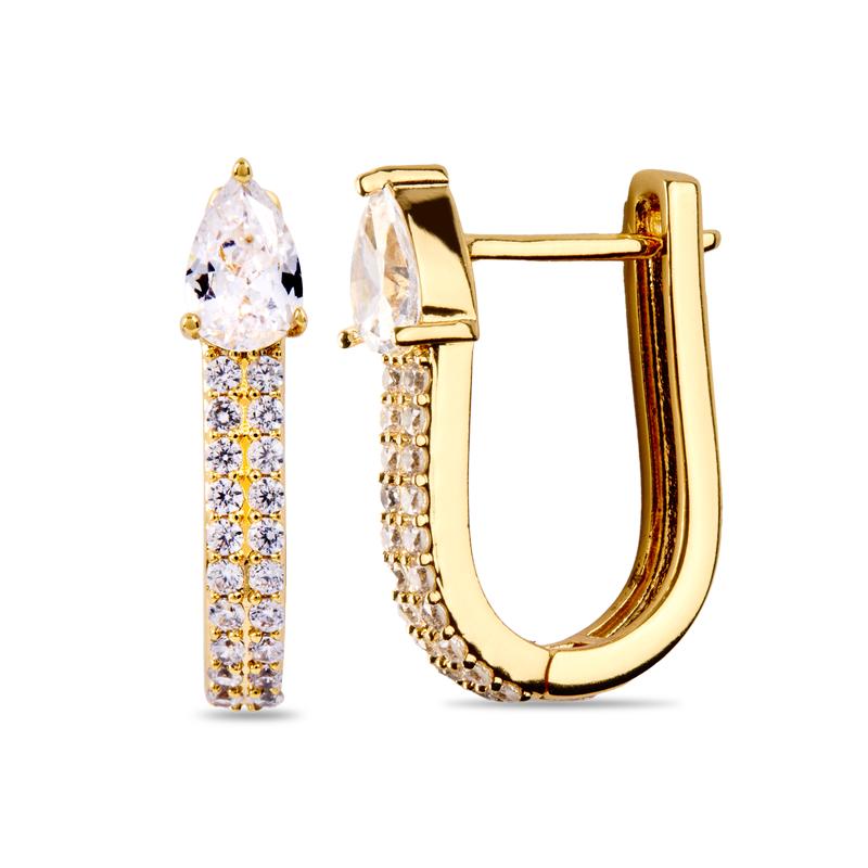 LOUISA – Pear Micro Pavé Huggie Earrings