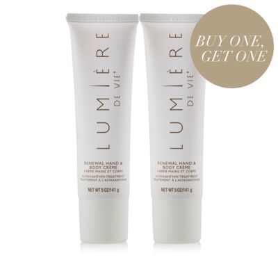 Lumière de Vie® Renewal Hand & Body Crème (Astaxanthin Treatment) - Limited Edition Special Buy One, Get One Free - Two Tubes (2 x 5.0 Oz./ 141 g)