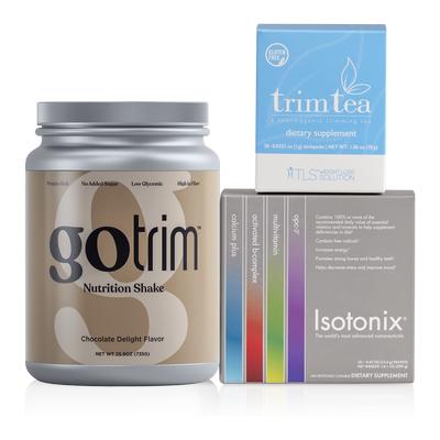 TLS® Kit para Mantenerse en Forma - Includes: TLS® Té Adelgazante; TLS® Malteada Nutritiva – Sabores Chocolate; Isotonix® Sobres de Productos Diarios Esenciales