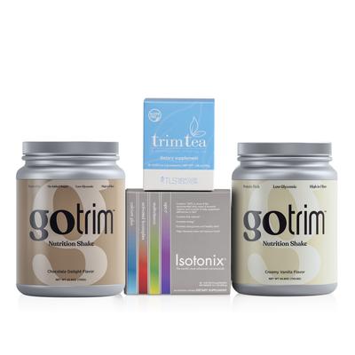 TLS® Kit para Mantenerse en Forma - TLS® Té Adelgazante; TLS® Malteada Nutritiva – Sabores Vainilla y Chocolate; Isotonix® Sobres de Productos Diarios Esenciales