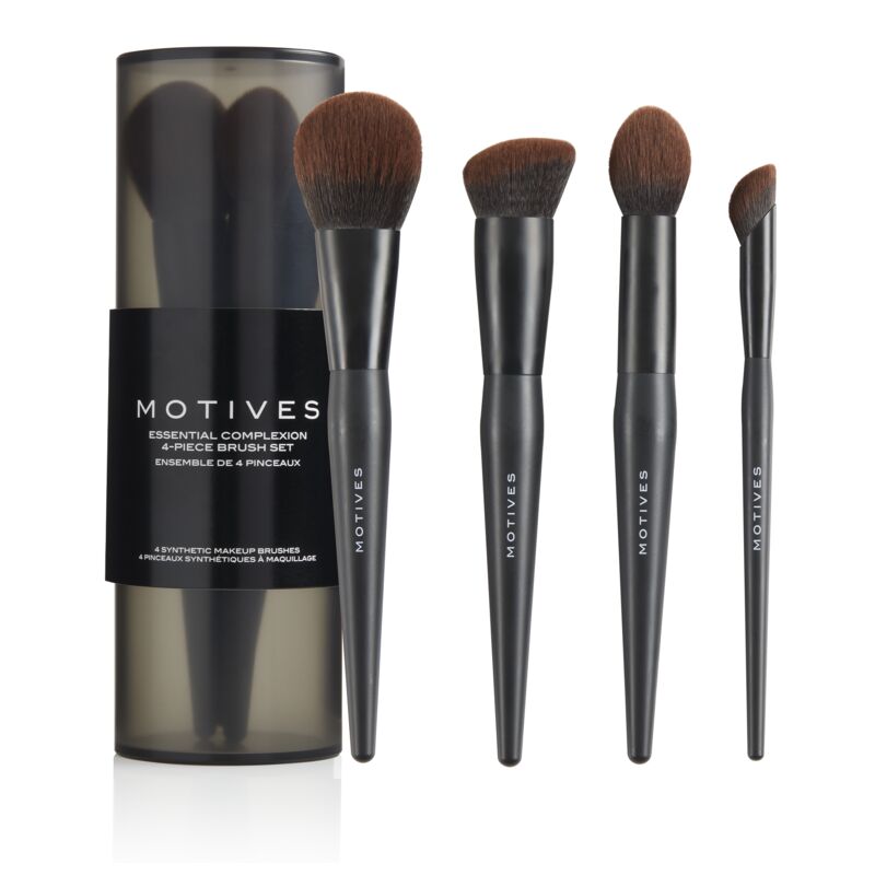Motives® Essential Complexion 4-Piece Brush Set - Includes four synthetic makeup brushes and one storage case