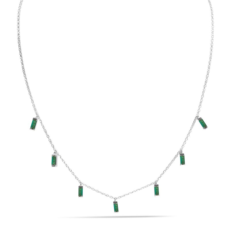 CARYN - Emerald Green Baguette Drop Necklace