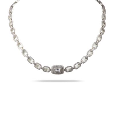 Loren - Pave Square Radiant Cut Link Necklace
