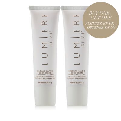 Crème pour les mains et le corps Lumière de Vie® Renewal Hand & Body Crème (traitement à l'astaxanthine) - Limited Time Special Buy One, Get One Free - Deux Tubes (2 x 5 oz/141 g)