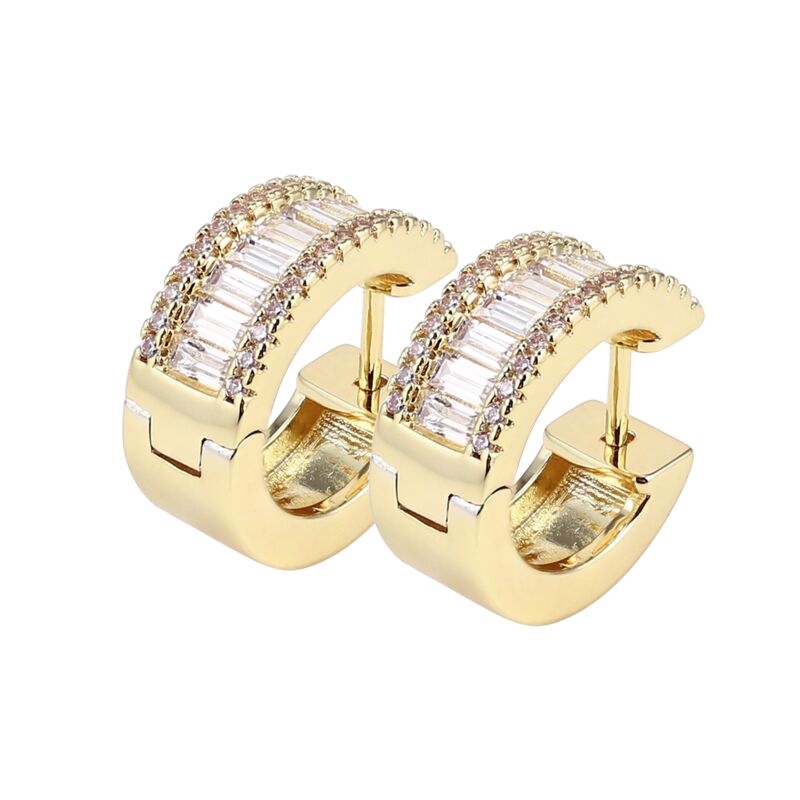 OPHELIA – Baguette Channel Set Huggie Earrings