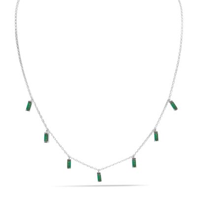 Caryn - Emerald Green Baguette Drop Necklace