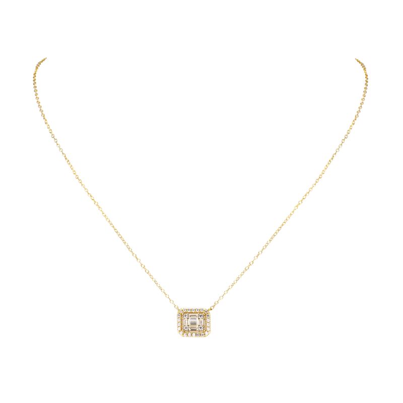 KEEGAN - Illusion Halo Baguette Necklace