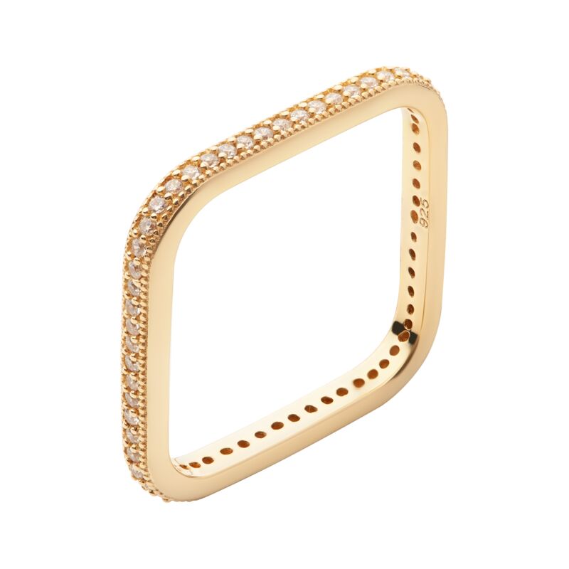 HARLOW - Anillo cuadrado en engaste pavé