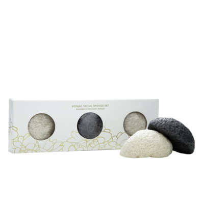 Lumière de Vie® Konjac Facial Sponge Set - Termasuk satu span arang buluh dan dua span semula jadi