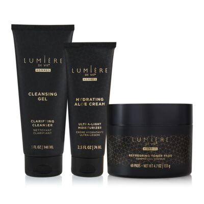Lumière de Vie® Hommes Skincare Value Kit - Mengandungi Cleansing Gel; Refreshing Toner Pads; dan Hydrating Aloe Cream
