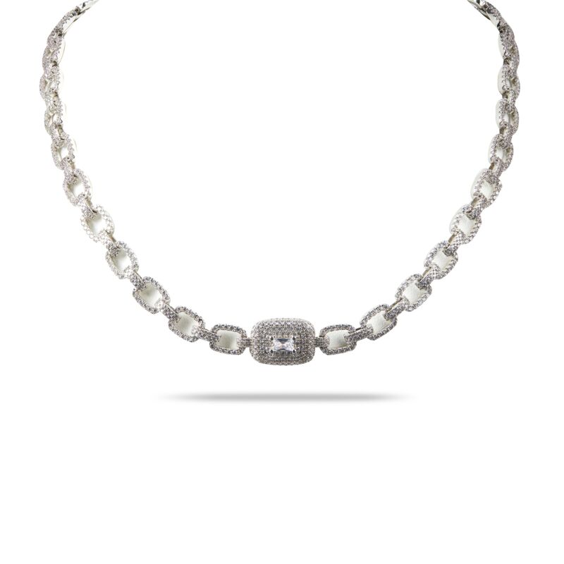 LOREN - Pave Square Radiant Cut Link Necklace - Final Sale