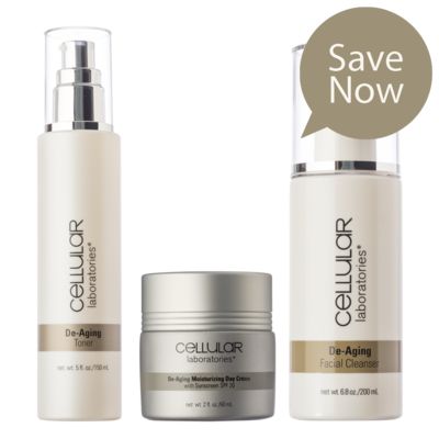 Cellular Laboratories® Skincare Value Kit - Includes De-Aging Facial Cleanser, De-Aging Toner and De-Aging Day Crème with SPF 20