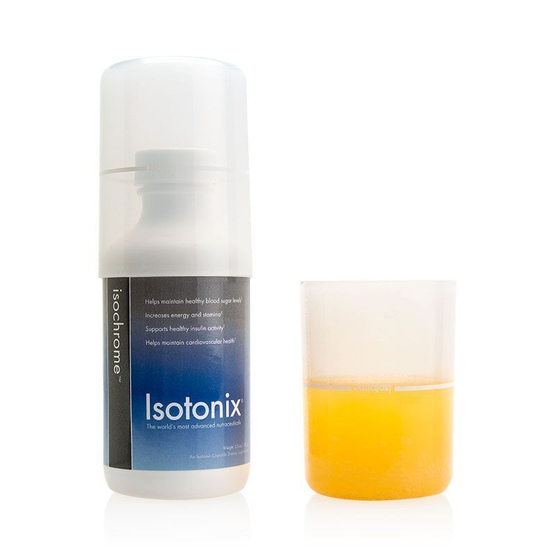 Isotonix Isochrome bottle and pour cap half filled with product