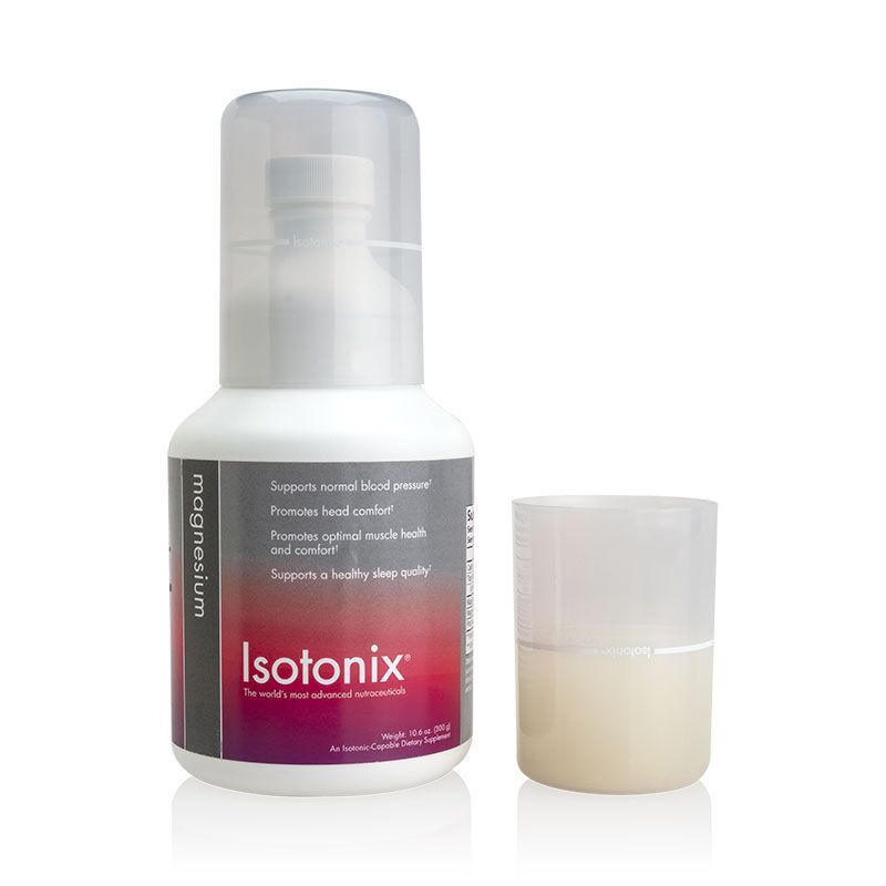 Isotonix Magnesium bottle and pour cap half filled with product