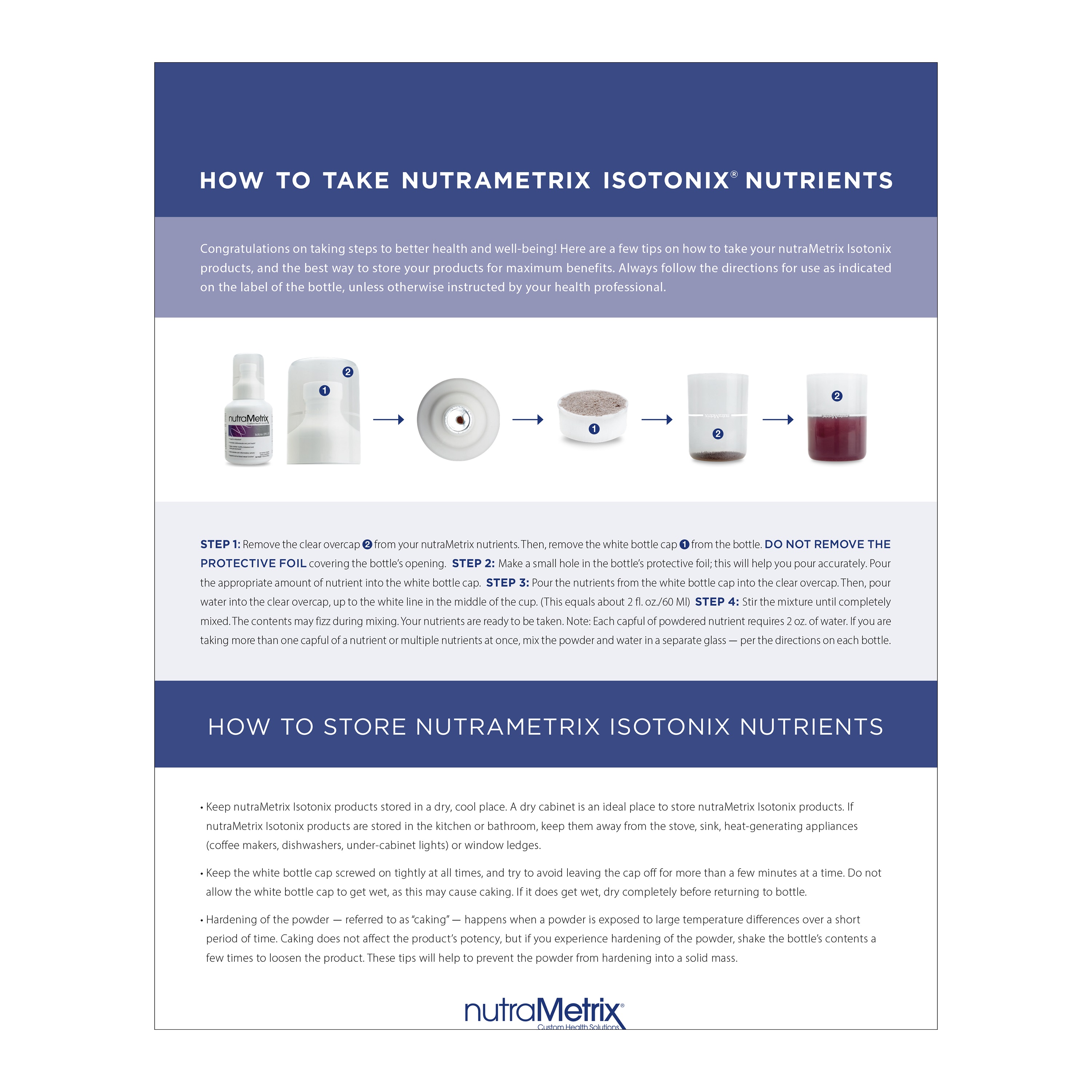 How To Take and Store nutraMetrix® Products