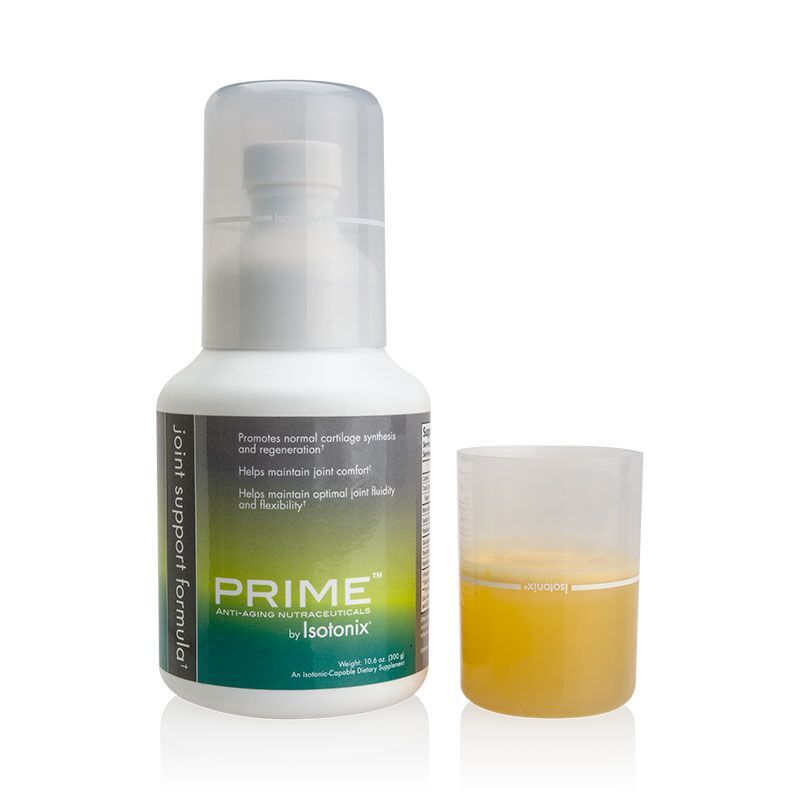 Prime Joint Support Formula by Isotonix bottle and pour cap half filled with product
