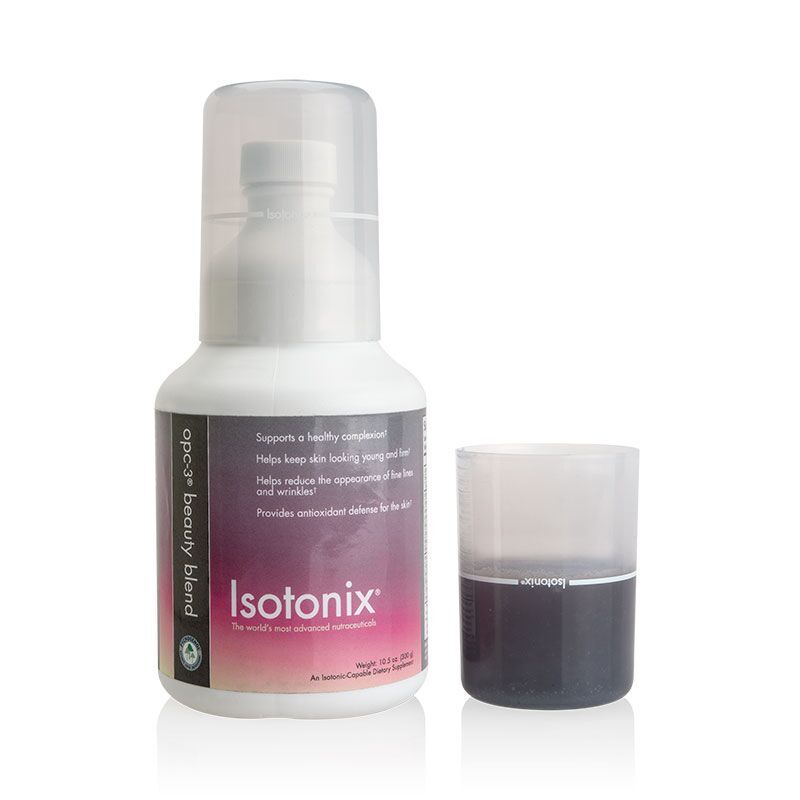 Isotonix OPC-3 Beauty Blend bottle and pour cap half filled with product