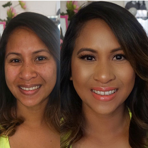 Motives Complexion Perfection Face Primer displayed in a photo of two women with dark complexion and hair.