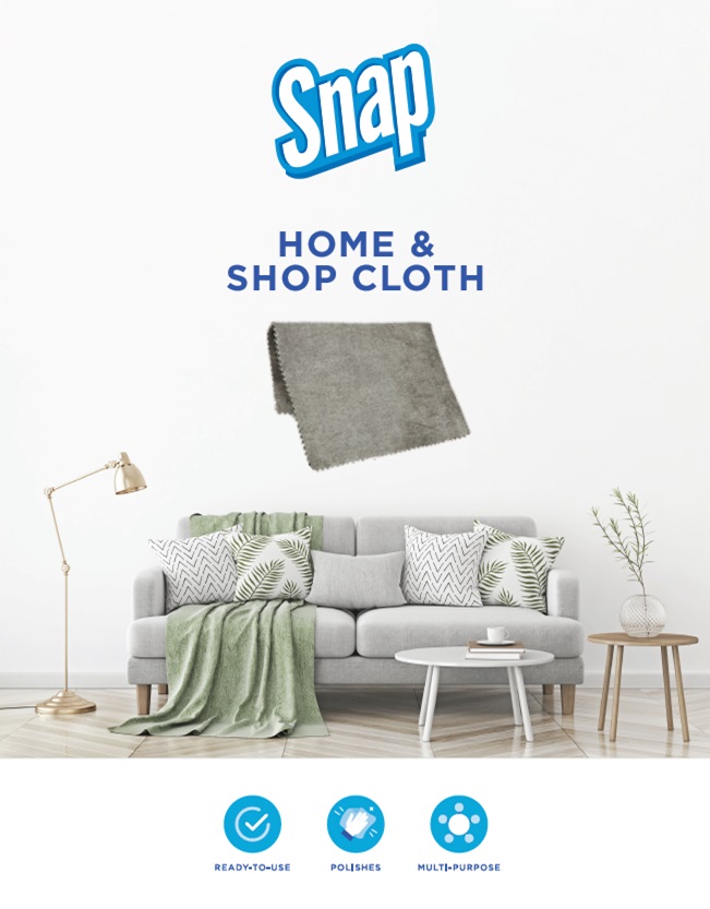 Snap Home & Shop Cloth. Home and Shop Cloth. Product pictured with a home furnishings.