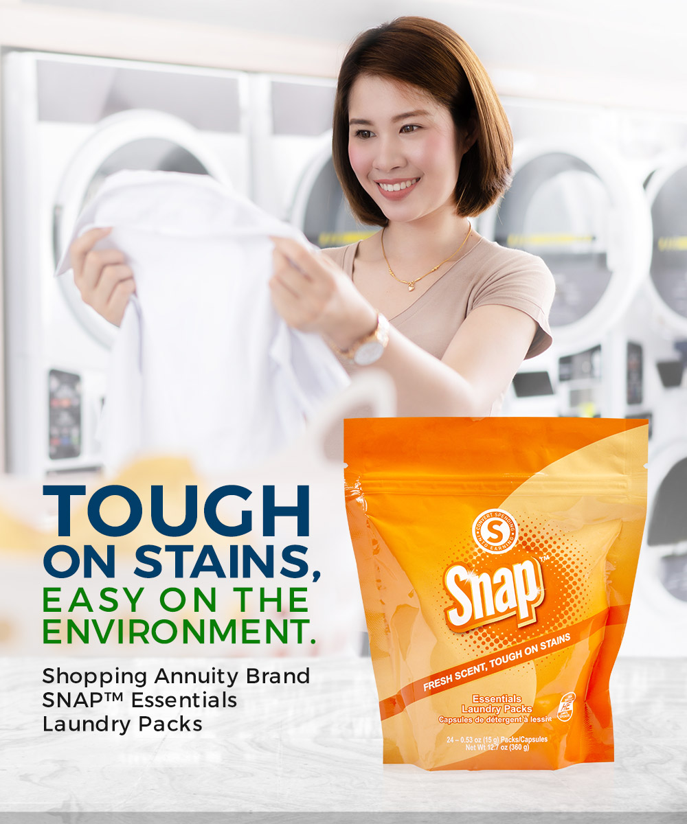 What Makes Shopping Annuity Brand SNAP Essentials Laundry Packs Unique?